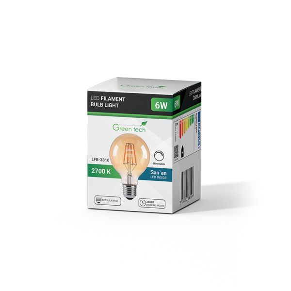 LED žarulja Amber dimabilna Green Tech 6W 2700K E27 G95 - Slika 3