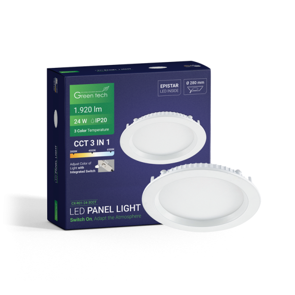 LED panel ugradbeni okrugli Green Tech 24W 3CCT - Slika 3