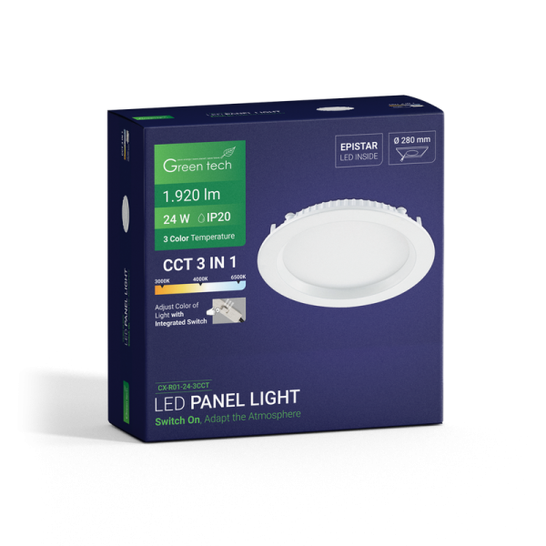 LED panel ugradbeni okrugli Green Tech 24W 3CCT - Slika 7
