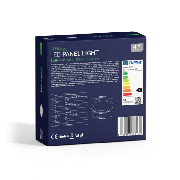 LED panel ugradbeni okrugli Green Tech 24W 3CCT - Slika 6