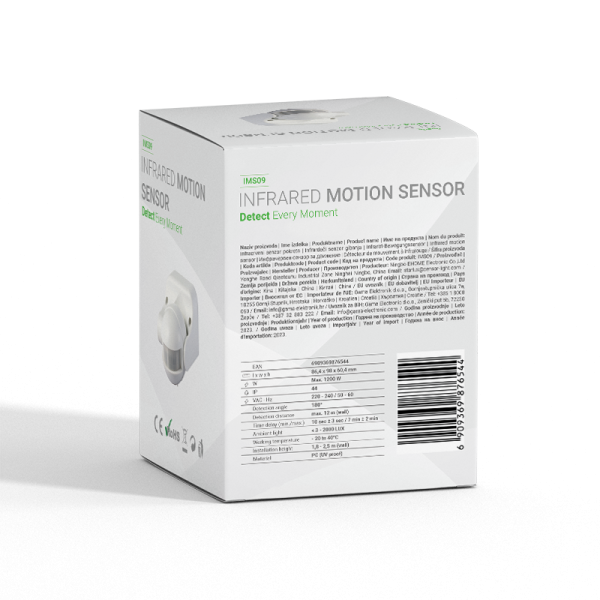 Infracrveni nadgradni senzor pokreta Green Tech IMS09, IP44, 180° - Slika 4