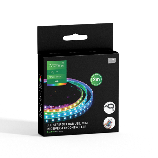 RGB LED TRAKA 2M USB S KONTROLEROM 7,2W/M