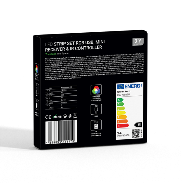 RGB LED TRAKA 2M USB S KONTROLEROM 7,2W/M - Slika 6