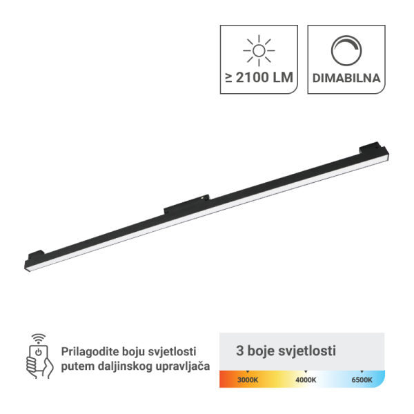 GREEN TECH LED magnetna svjetiljka Green Tech 30W, 3CCT, IP20, OSRAM LED, crna boja - MT01-20-30W-3CCT