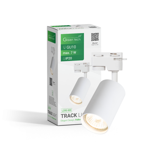 GREEN TECH Šinska svjetiljka Green Tech, GU10, IP20, bijela - L200-WH